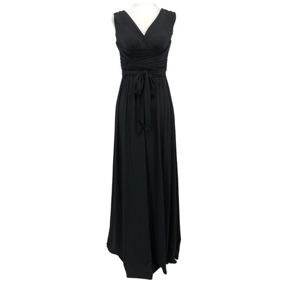 🟠 NWT Max and Cleo Mellisa Black Wrap Maxi Dress Size 2 - Picture 2 of 16